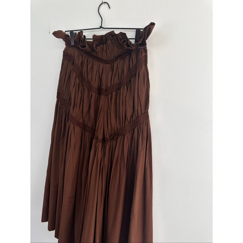 Yohji Yamamoto Women’s Vintage Y2K Brown Pleated Asymmetrical Ruffle Waist Cotto - Picture 8 of 12